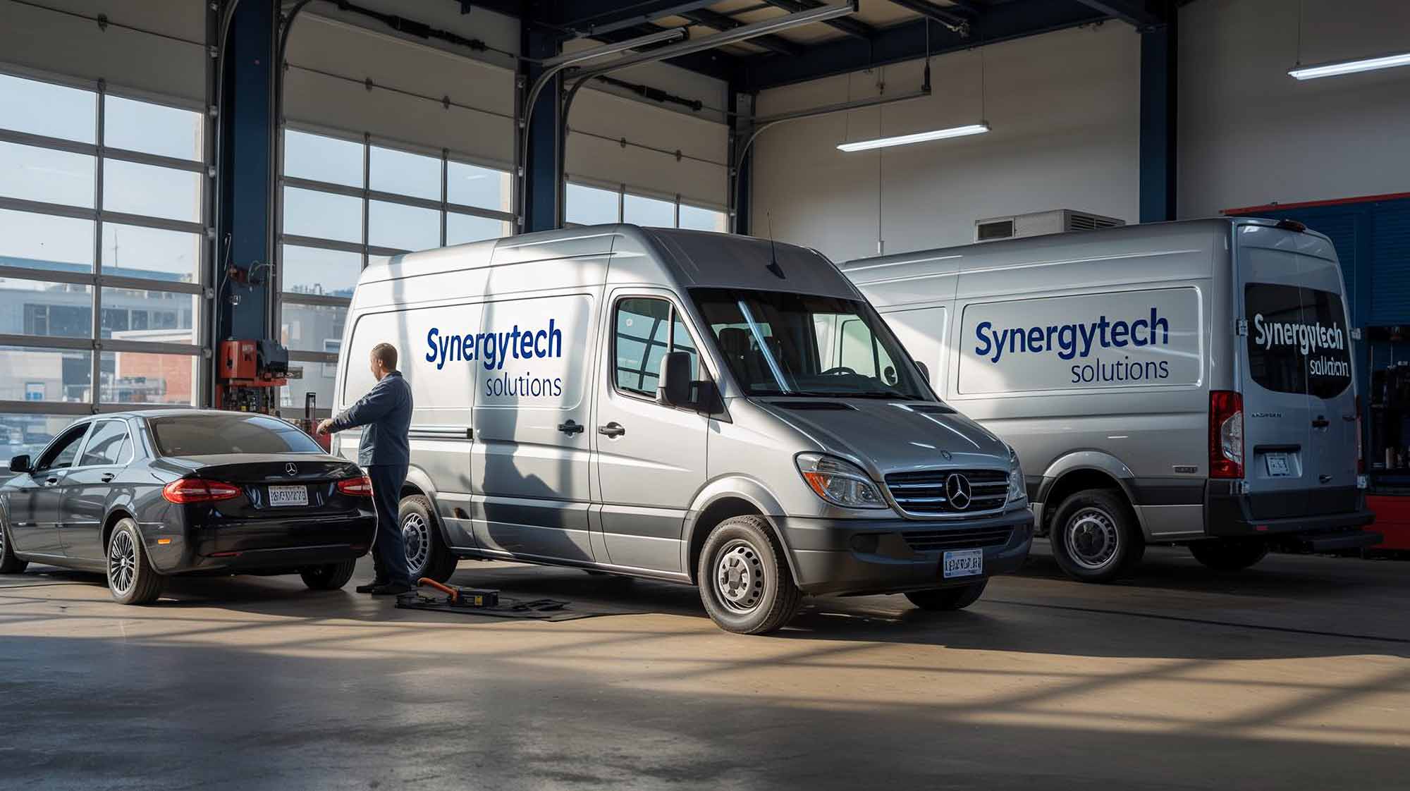 mercedes sprinter vans and sedan in shop - fleet repairs tallahassee - action colors